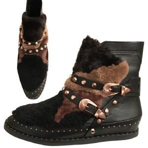 Ivy Kirzhner sheep fur studded leather boots